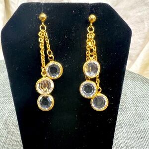 VINTAGE SWAROVSKI Bezel Crystals Dangles on Chains, Very Beautifully Crafted.